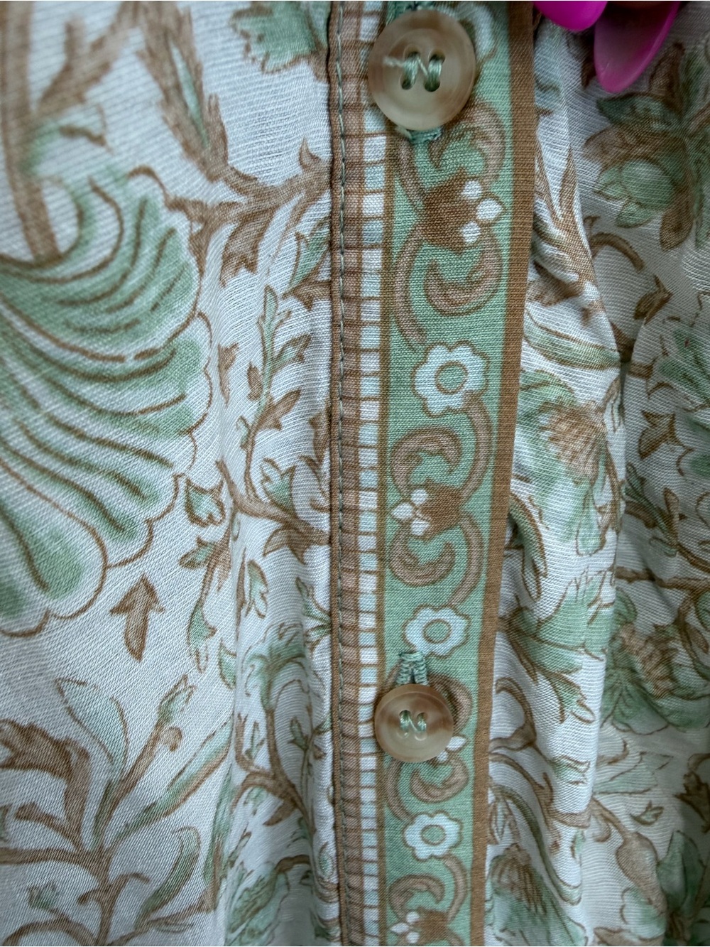By the River Anthropologie Boho Paisley Floral Maxi Dress Sage Cream size M - Picture 6 of 6